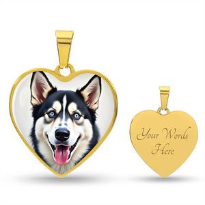 Siberian Husky - Husky Heart Dog Necklace | Blue Eyes | FREE SHIPPING!