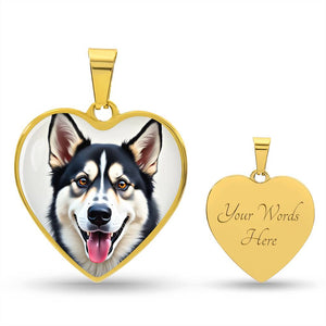 Siberian Husky "Heart Dog Husky" Necklace | Brown Eyes | FREE SHIPPING!