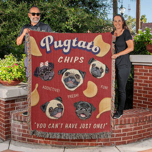 Heirloom Woven "PUGTATO CHIPS" Blanket | FREE SHIPPING!