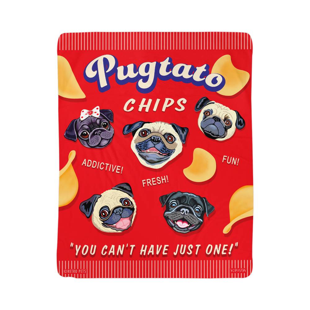 Pugtato Chips | Sherpa Blanket | Pug Lover Gift | FREE SHIPPING!