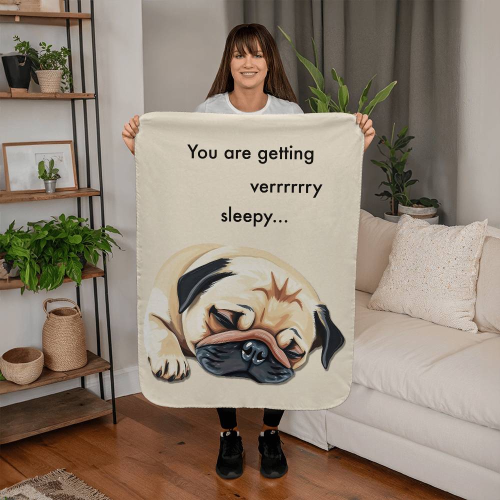 Pug Sherpa Baby Blanket | Very Sleepy... | Great Baby Gift | FREE SHIPPING!