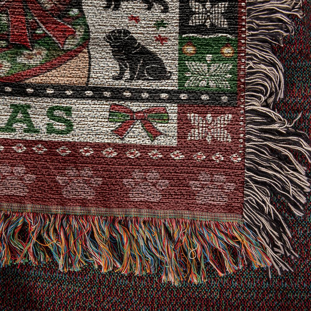 PUG "MERRY WOOFMAS" Heirloom Woven Christmas Blanket | Made in the USA