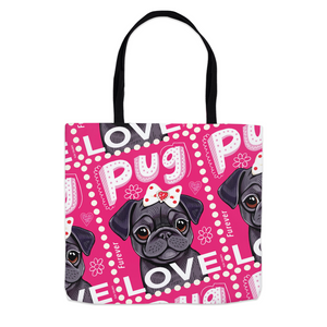 Black Pug Tote Bag | 3 Sizes | FREE SHIPPING!