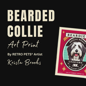 Bearded Collie Art Print | "Beardie's Rascal Roast" | Funny Dog Coffee Wall Art | Kitchen Decor | Bearded Collie Lover Gift