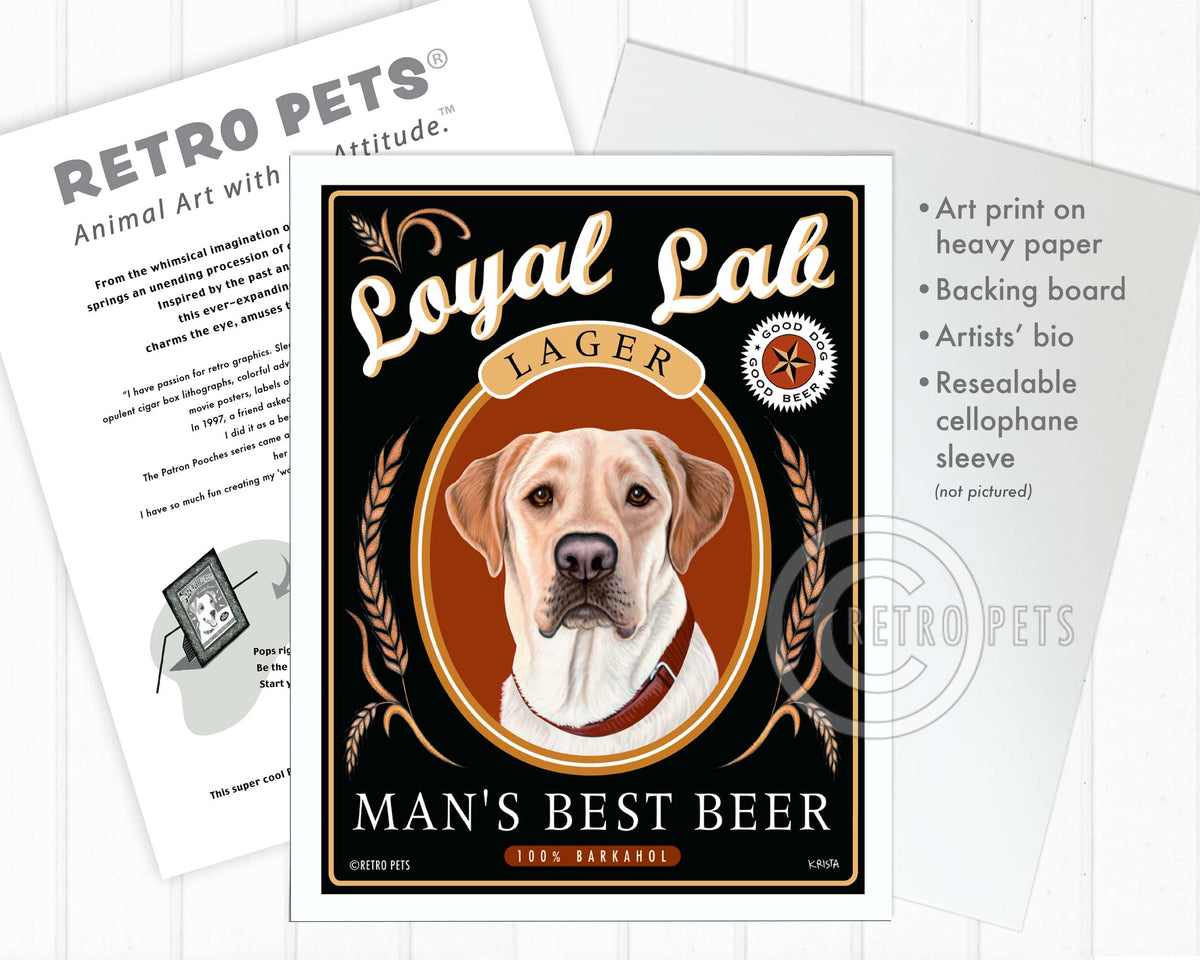 Labrador Retriever Art "Man's Best Beer" Art Print by Krista Brooks