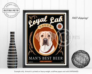 Labrador Retriever Art "Man's Best Beer" Art Print by Krista Brooks