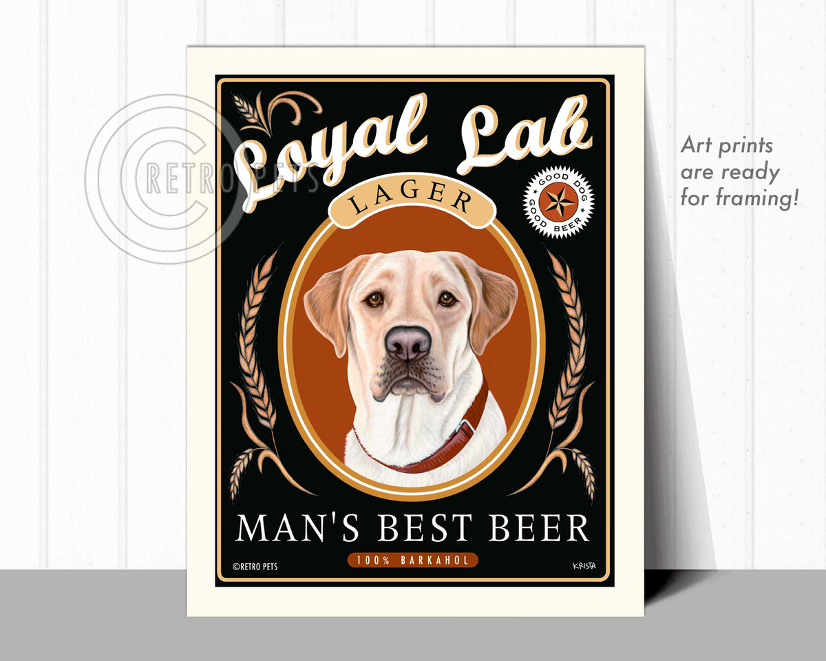 Labrador Retriever Art "Man's Best Beer" Art Print by Krista Brooks
