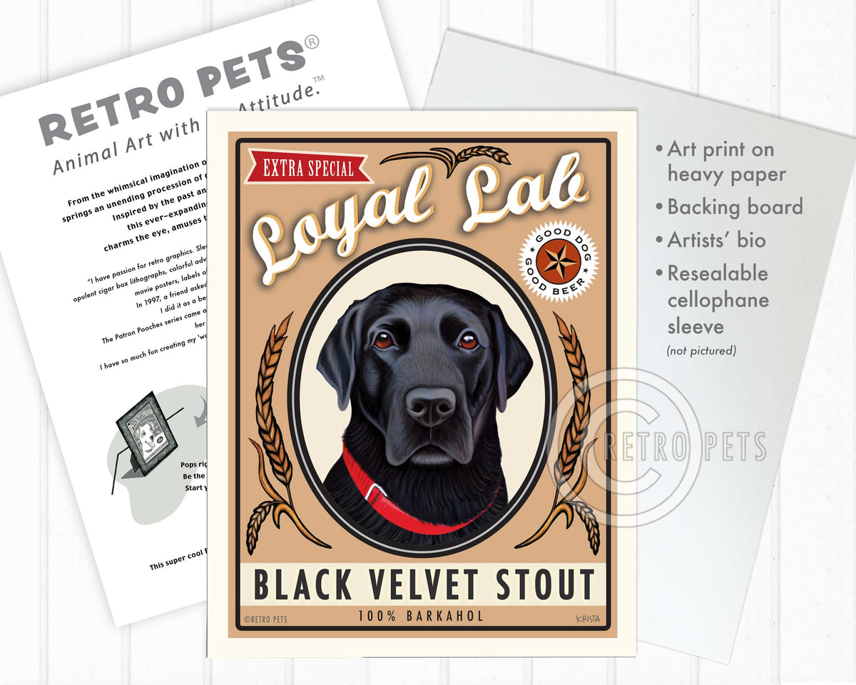 Black Velvet Stout Art | Black Velvet Stout Frame Art | Retro Pets Art