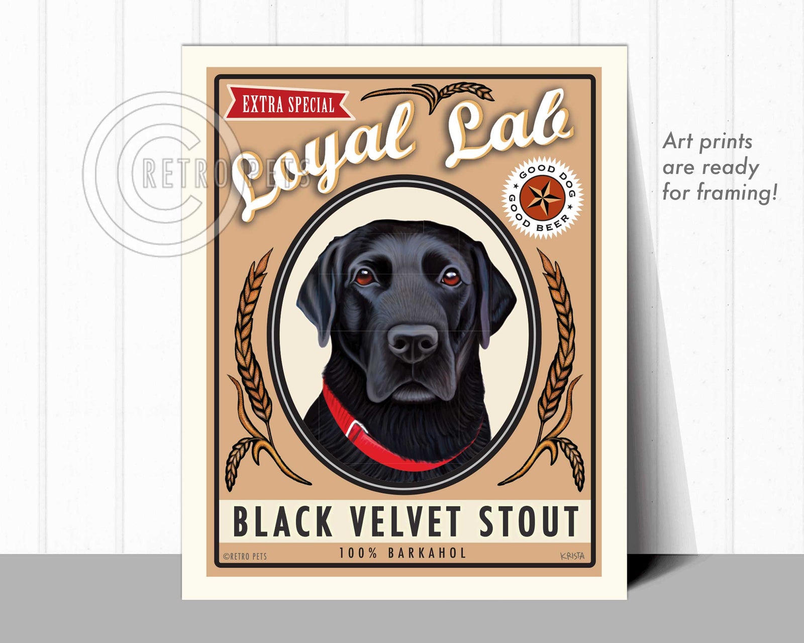 Black Velvet Stout Art | Black Velvet Stout Frame Art | Retro Pets Art