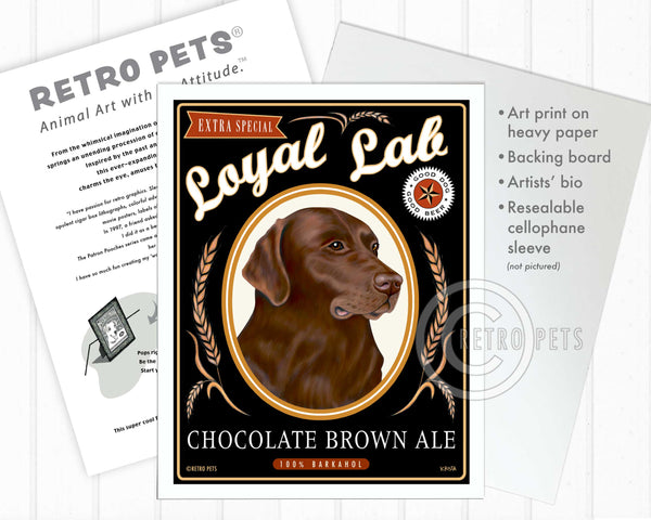 Labrador Retriever Art "Chocolate Brown Ale" Art Print by Krista Brooks
