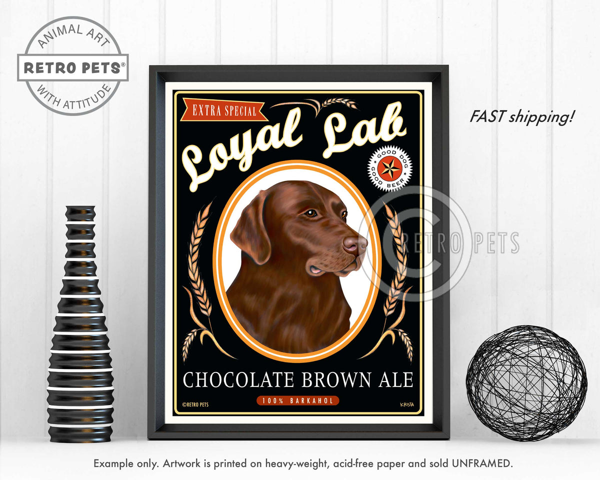 Labrador Retriever Art "Chocolate Brown Ale" Art Print by Krista Brooks