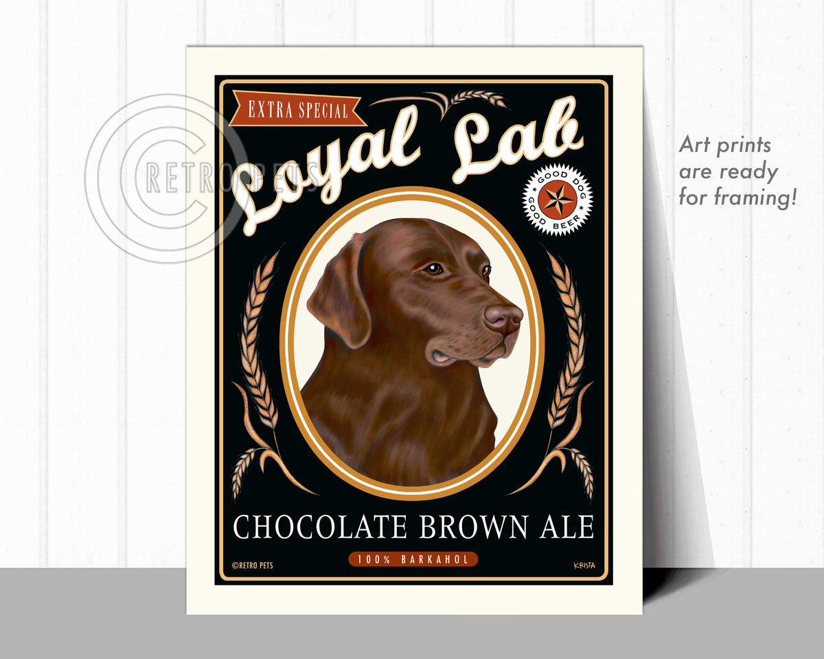 Labrador Retriever Art "Chocolate Brown Ale" Art Print by Krista Brooks