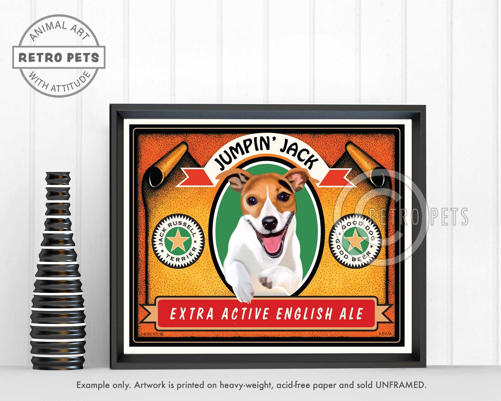 Jack Russell Terrier "Jumpin' Jack" Art Print by Krista Brooks