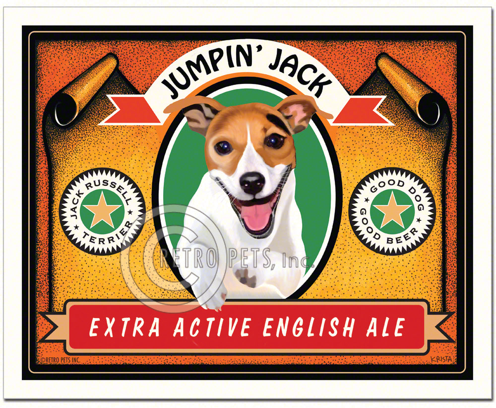 Jack Russell Terrier "Jumpin' Jack" Art Print by Krista Brooks