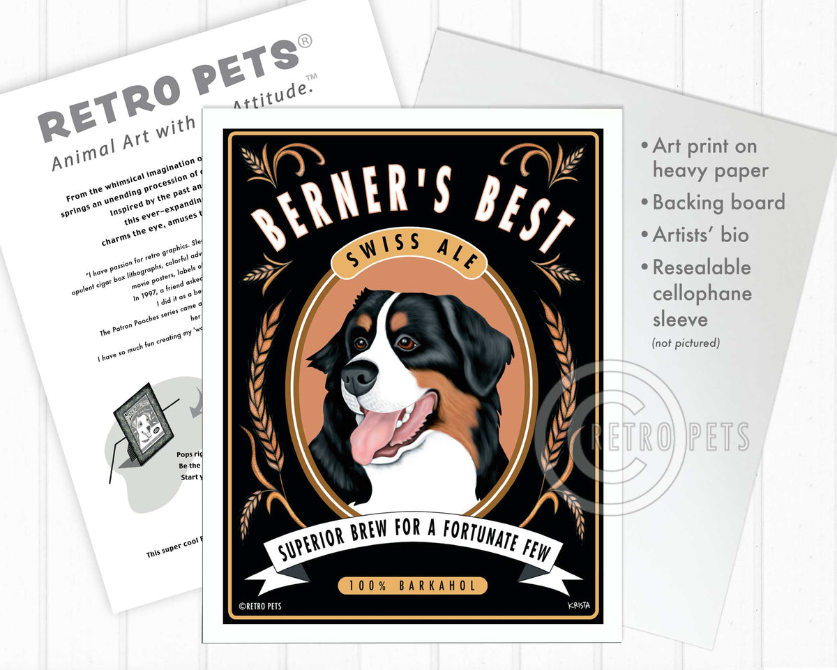 Berner's Best Dog Art | Berner's Best Art | Retro Pets Art