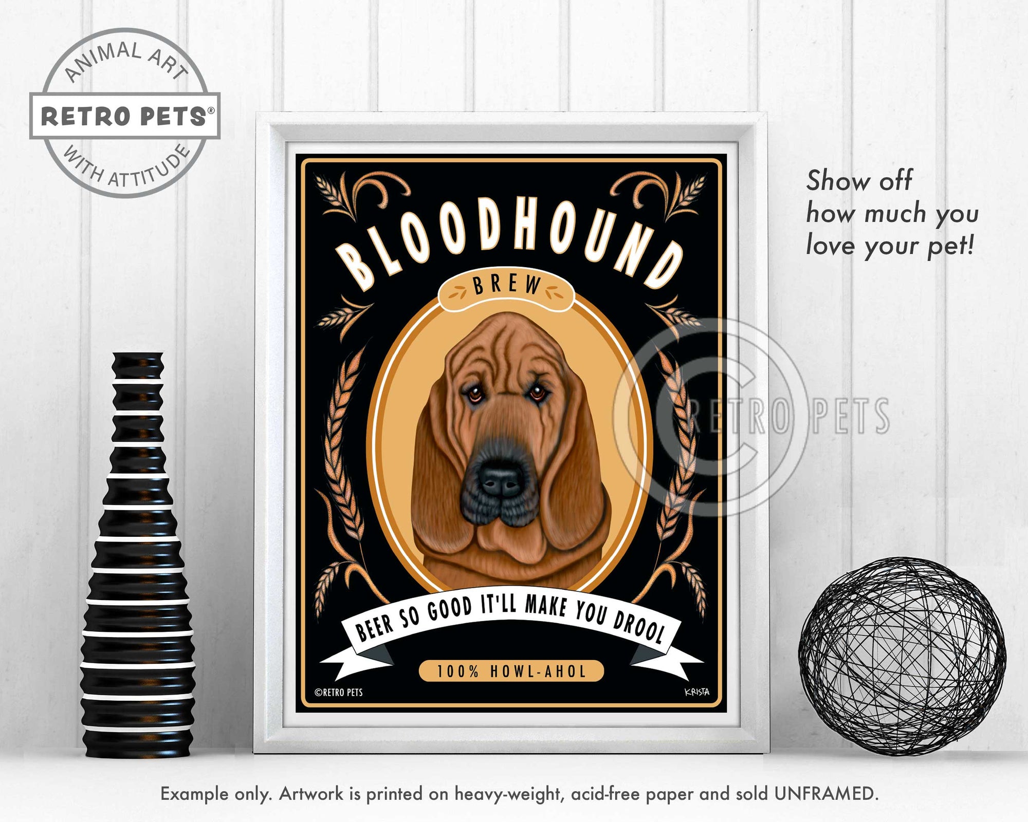 Bloodhound Art "Bloodhound Brew" Art Print by Krista Brooks