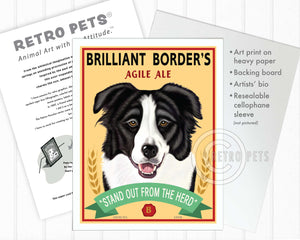 Border Collie Canvas | Border Collie Art | Retro Pets Art