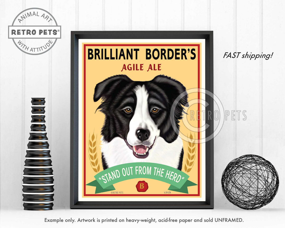 Border Collie Canvas | Border Collie Art | Retro Pets Art