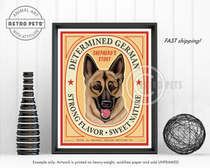 Determined German Dog Art | Determined German  Art | Retro Pets Art