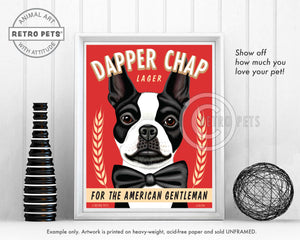 Boston Terrier Art | Dapper Chap Lager Art | Retro Pets Art