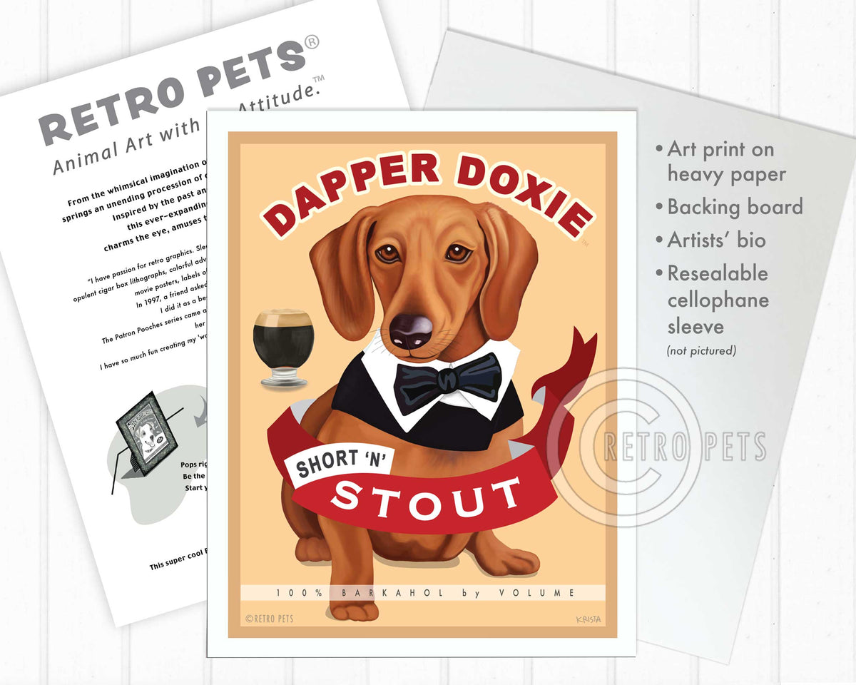 Dapper Doxie Stout | Dachshund Art Stout | Retro Pets Art