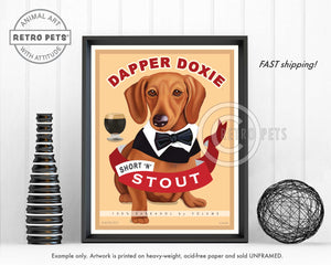 Dapper Doxie Stout | Dachshund Art Stout | Retro Pets Art