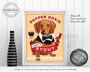 Dapper Doxie Stout | Dachshund Art Stout | Retro Pets Art