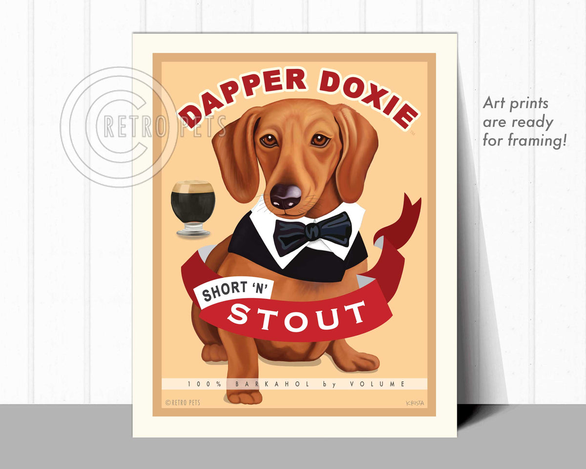 Dapper Doxie Stout | Dachshund Art Stout | Retro Pets Art