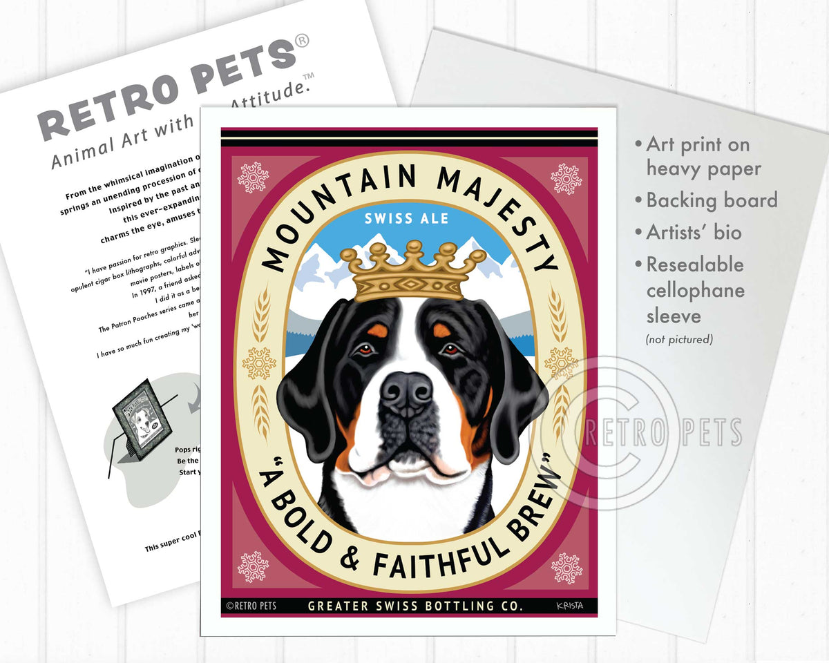 Greater Swiss Mountain Dog "Mountain Majesty" Art Print by Krista Brooks