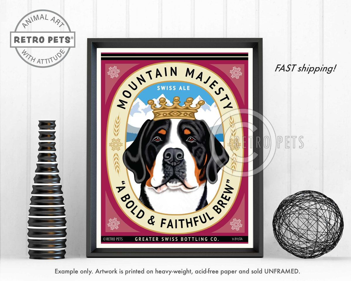 Greater Swiss Mountain Dog "Mountain Majesty" Art Print by Krista Brooks