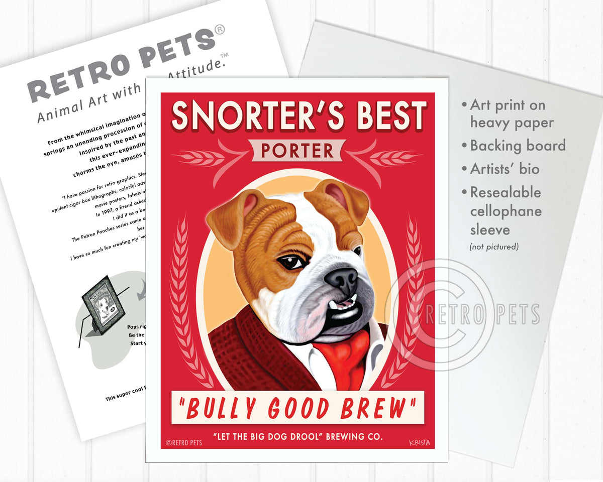 Bulldog Wall Art "Snorter's Best Porter" | Retro Pets Art