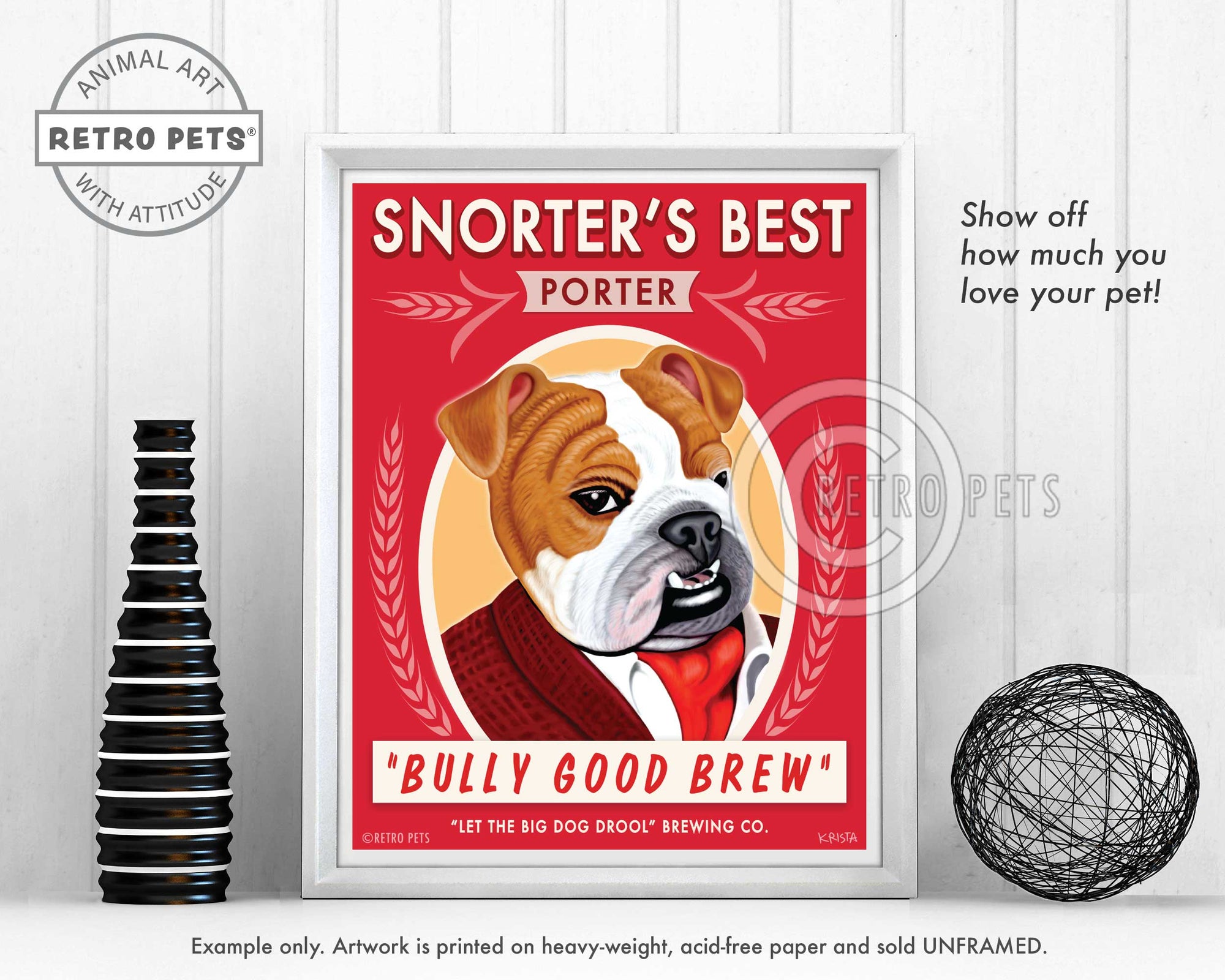 Bulldog Wall Art "Snorter's Best Porter" | Retro Pets Art