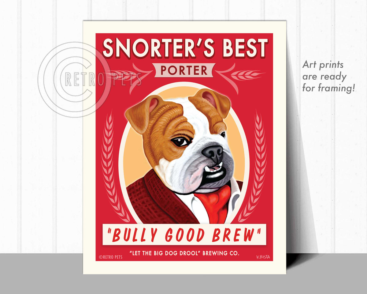 Bulldog Wall Art "Snorter's Best Porter" | Retro Pets Art