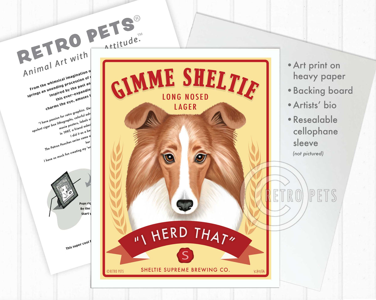 Shetland Sheepdog (Sheltie) Art "Gimme Sheltie" Art Print by Krista Brooks
