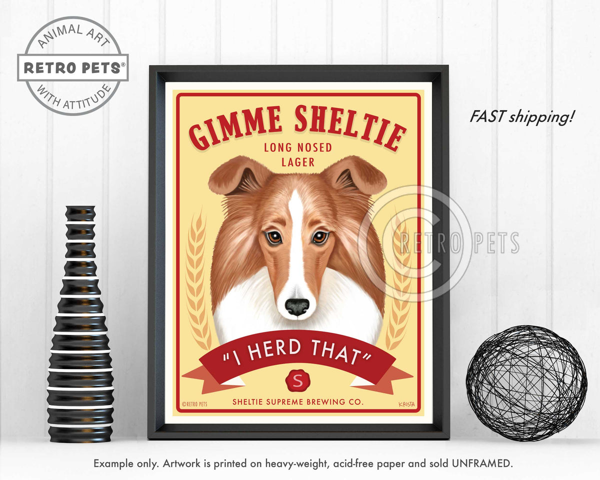 Shetland Sheepdog (Sheltie) Art "Gimme Sheltie" Art Print by Krista Brooks