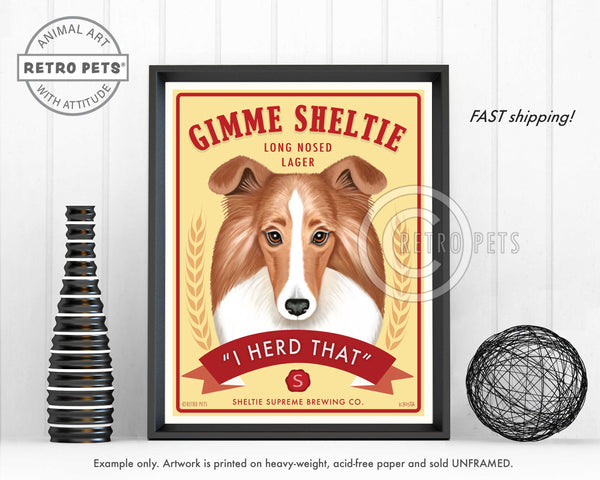 Shetland Sheepdog (Sheltie) Art "Gimme Sheltie" Art Print by Krista Brooks