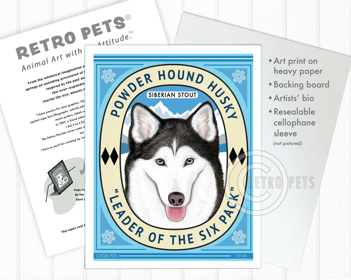 Siberian Husky Art "Powder Hound Husky" Art Print by Krista Brooks