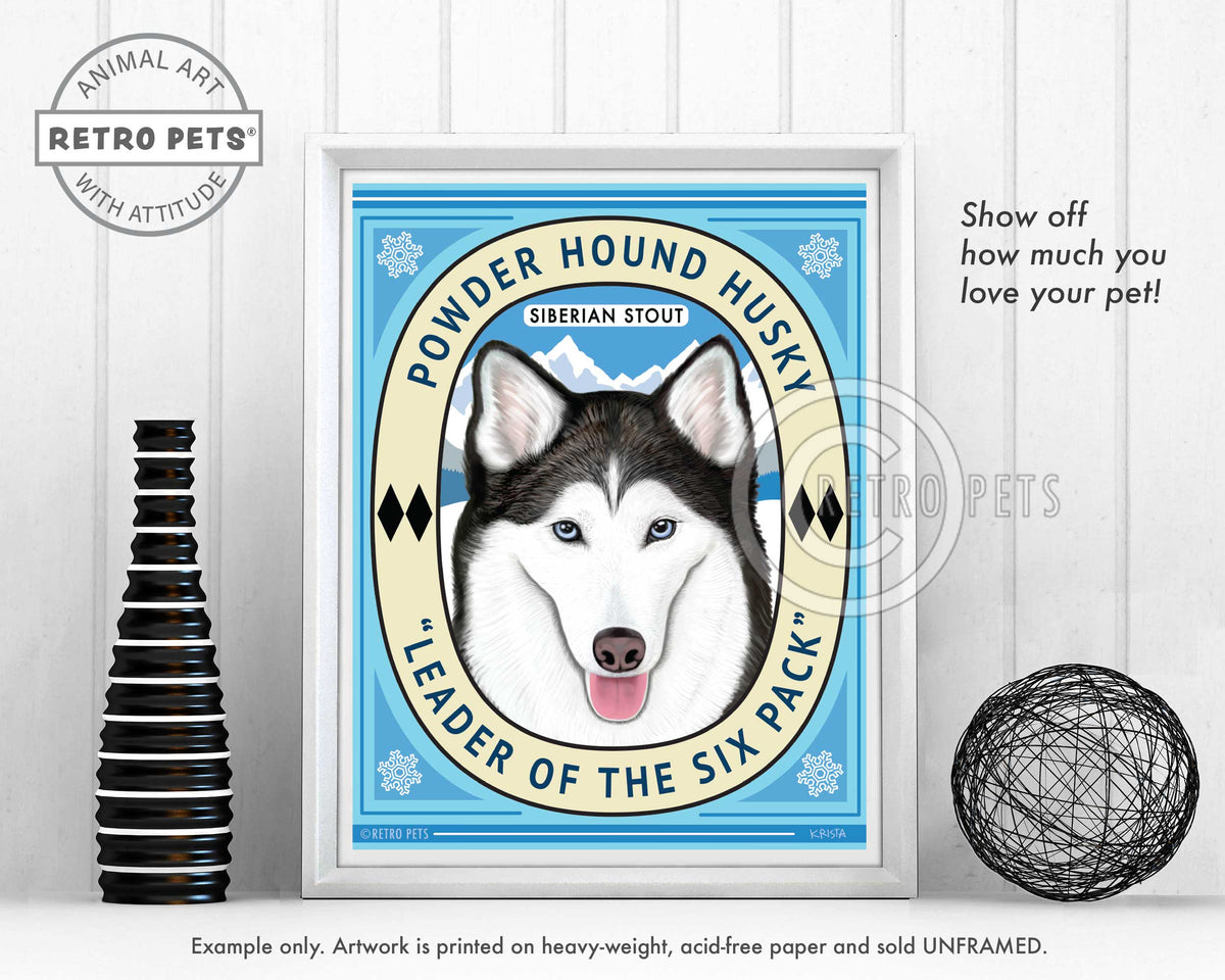 Siberian Husky Art "Powder Hound Husky" Art Print by Krista Brooks