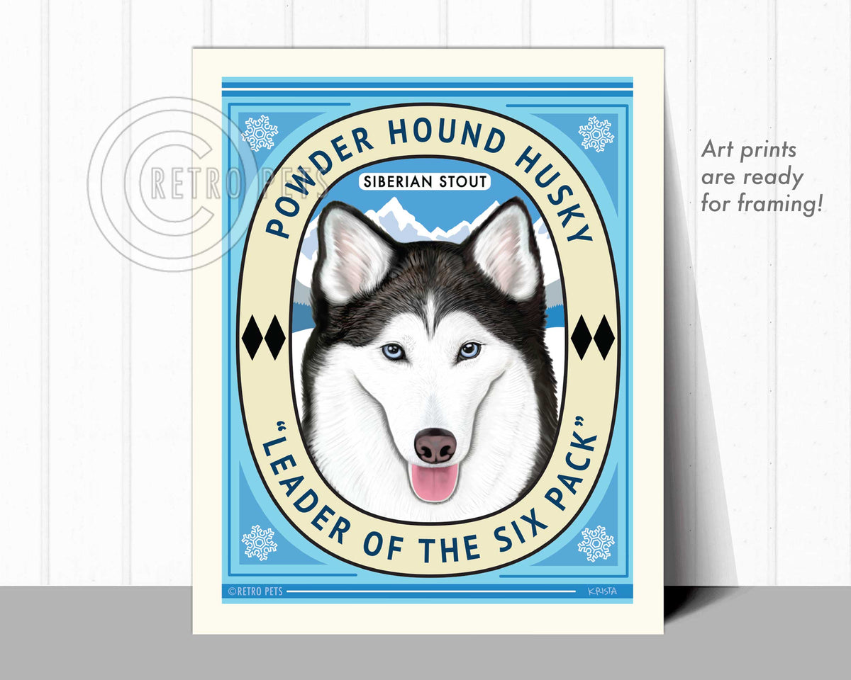 Siberian Husky Art "Powder Hound Husky" Art Print by Krista Brooks