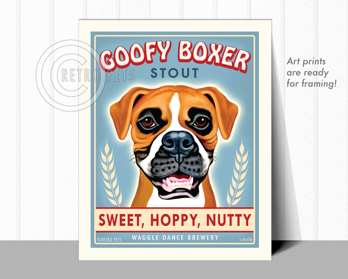 Goofy Boxer Art | Goofy Boxer Framed Art | Retro Pets Art