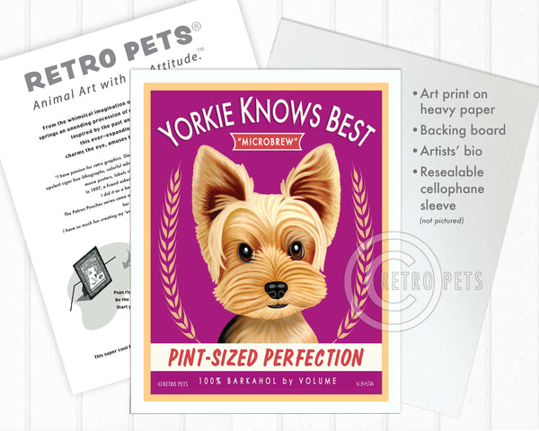 Yorkie Knows Best Terrier Art | Yorkie Knows Best Art | Retro Pets Art