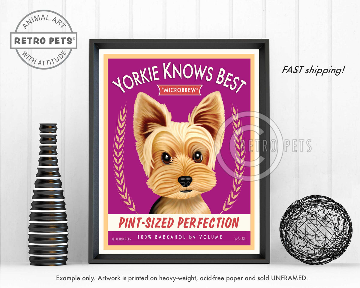 Yorkie Knows Best Terrier Art | Yorkie Knows Best Art | Retro Pets Art