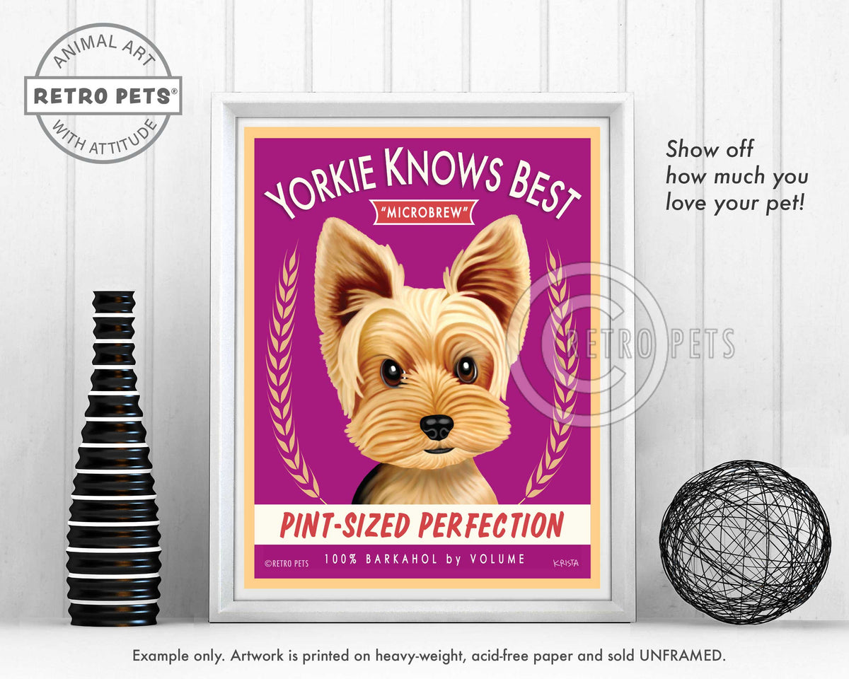 Yorkie Knows Best Terrier Art | Yorkie Knows Best Art | Retro Pets Art