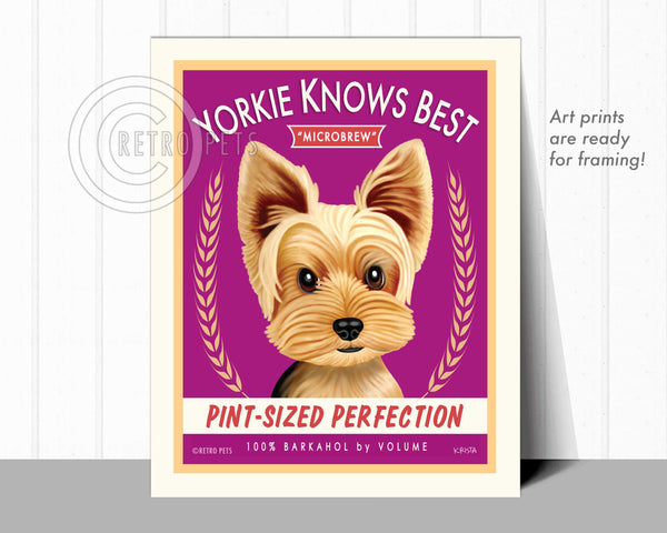 Yorkie Knows Best Terrier Art | Yorkie Knows Best Art | Retro Pets Art