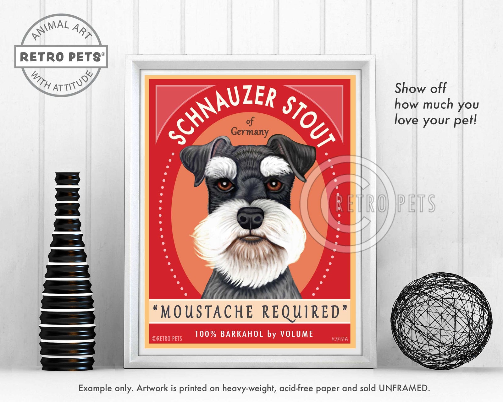 Schnauzer Art "Schnauzer Stout" Art Print by Krista Brooks