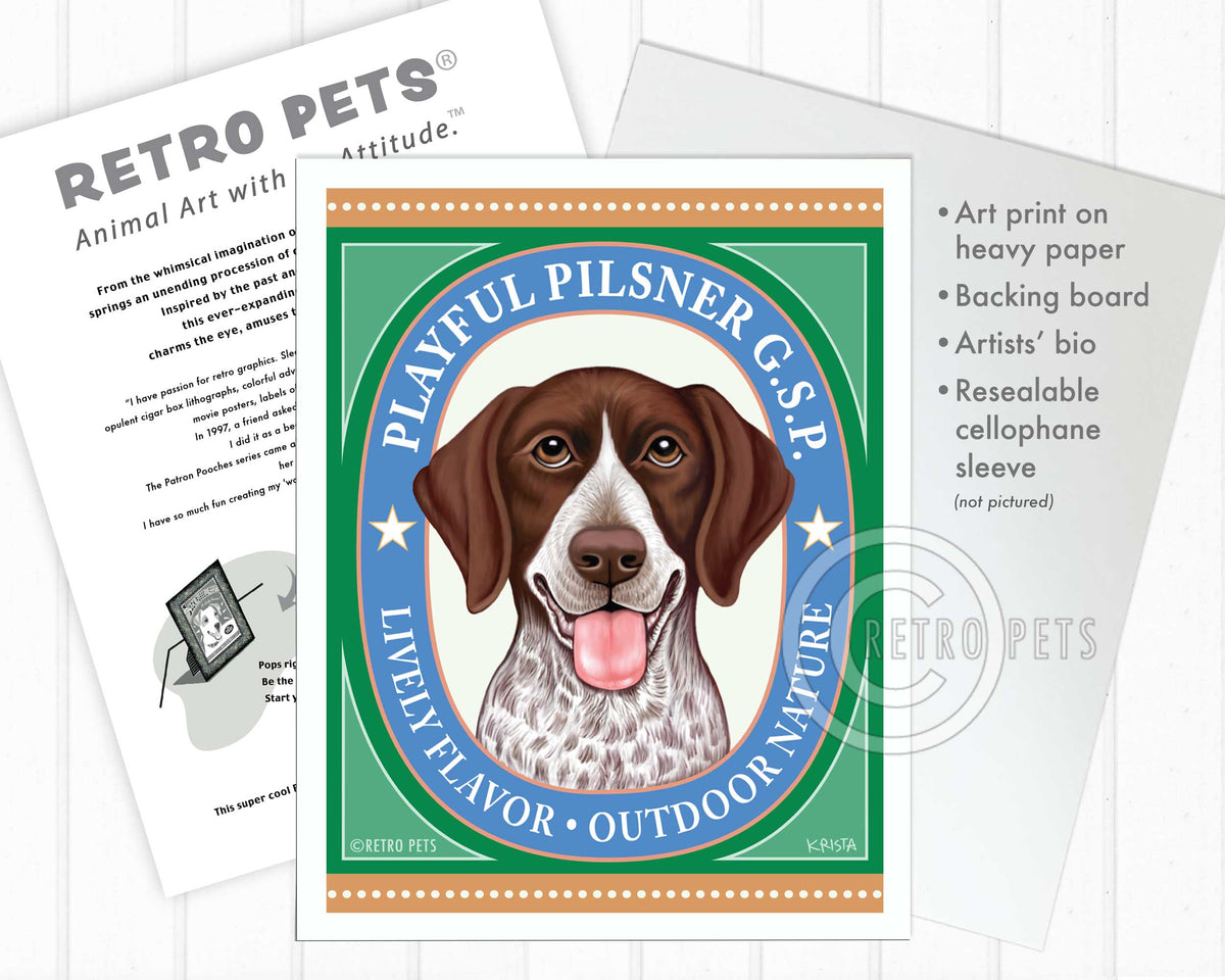 German Shorthair Pointer Art "Playful Pilsner" Art Print by Krista Brooks