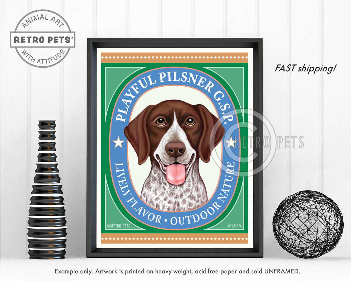 German Shorthair Pointer Art "Playful Pilsner" Art Print by Krista Brooks