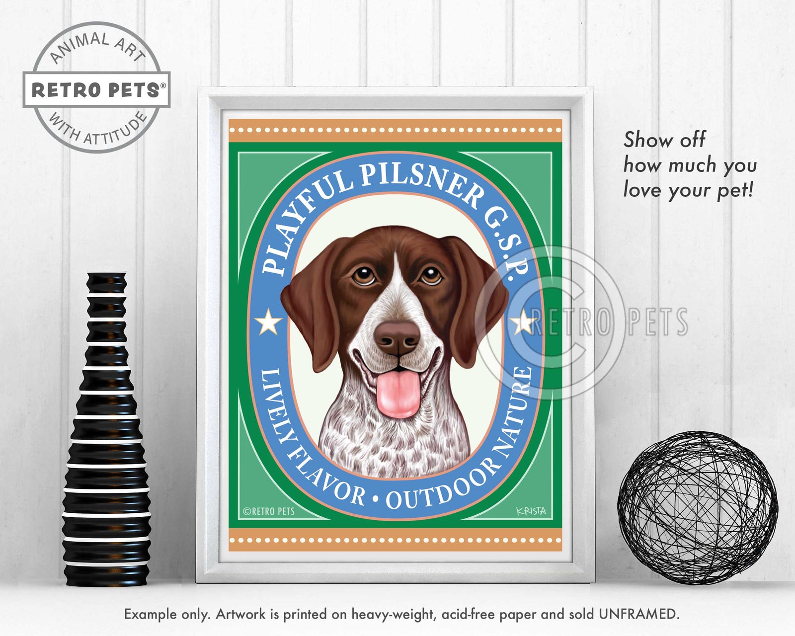 German Shorthair Pointer Art "Playful Pilsner" Art Print by Krista Brooks