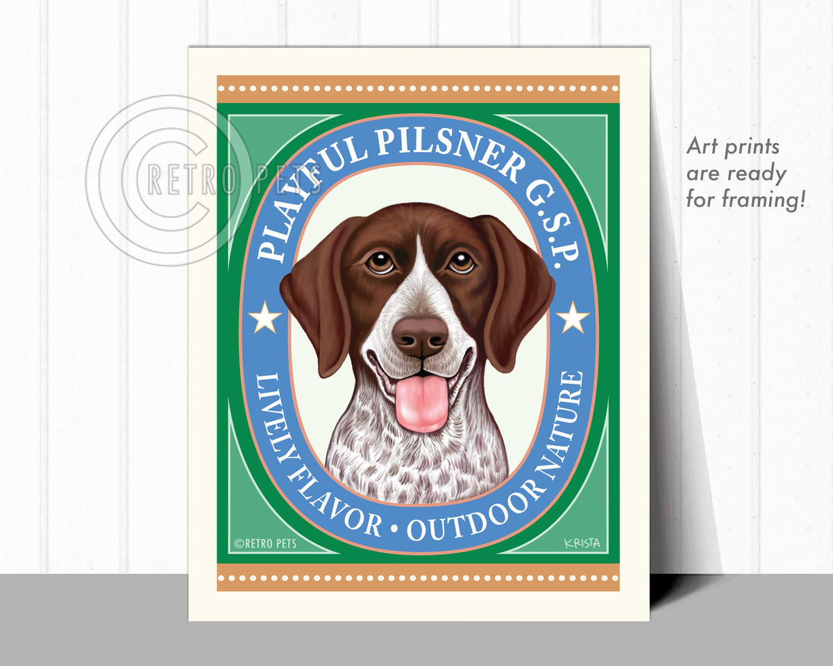 German Shorthair Pointer Art "Playful Pilsner" Art Print by Krista Brooks