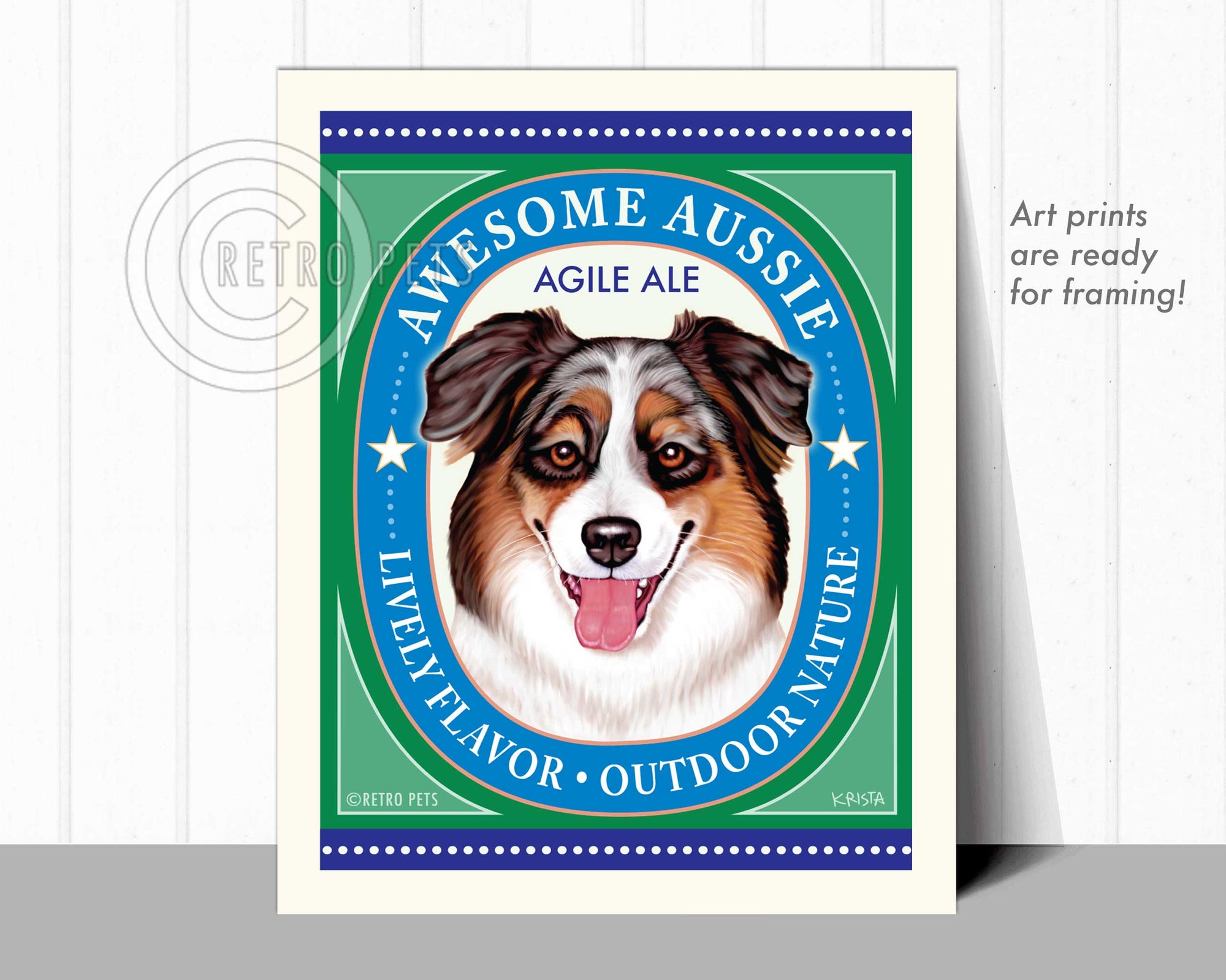 Awesome Aussie Agile Ale | Pets Shepherd Art | Retro Pets Art